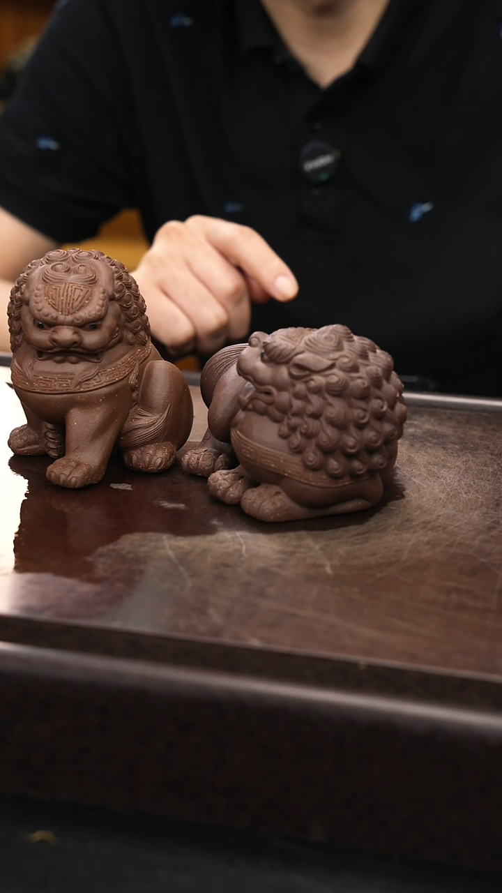 紫砂茶宠紫砂狮子一对