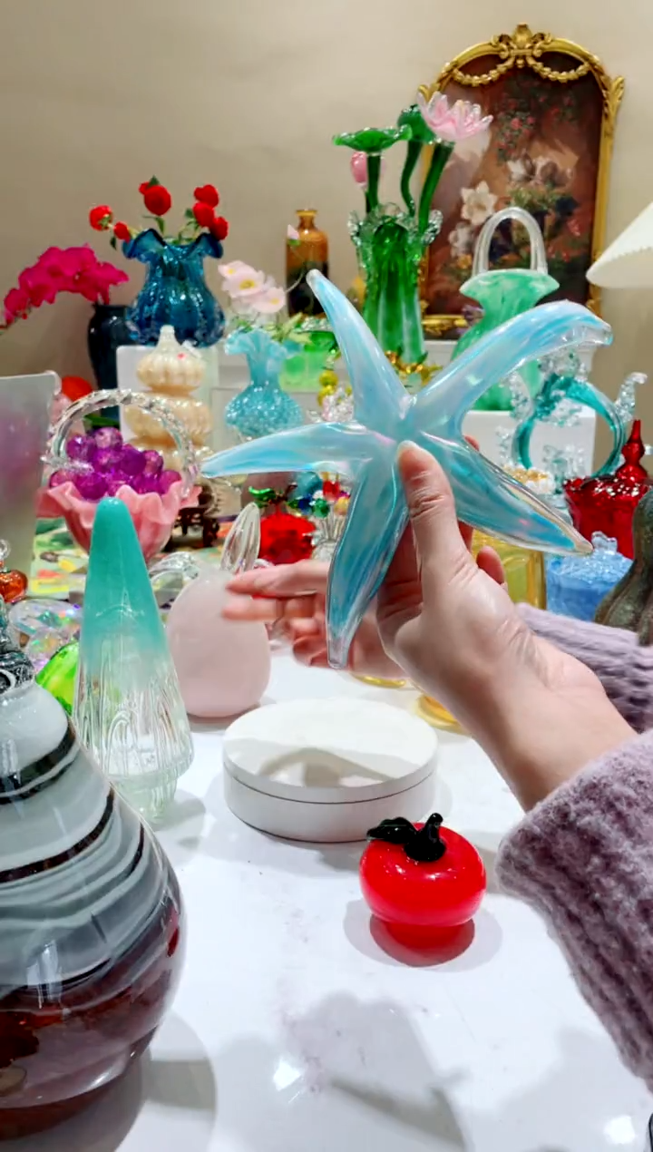 【闪购商品】琉璃手工艺品琉璃蓝色海星 微瑕