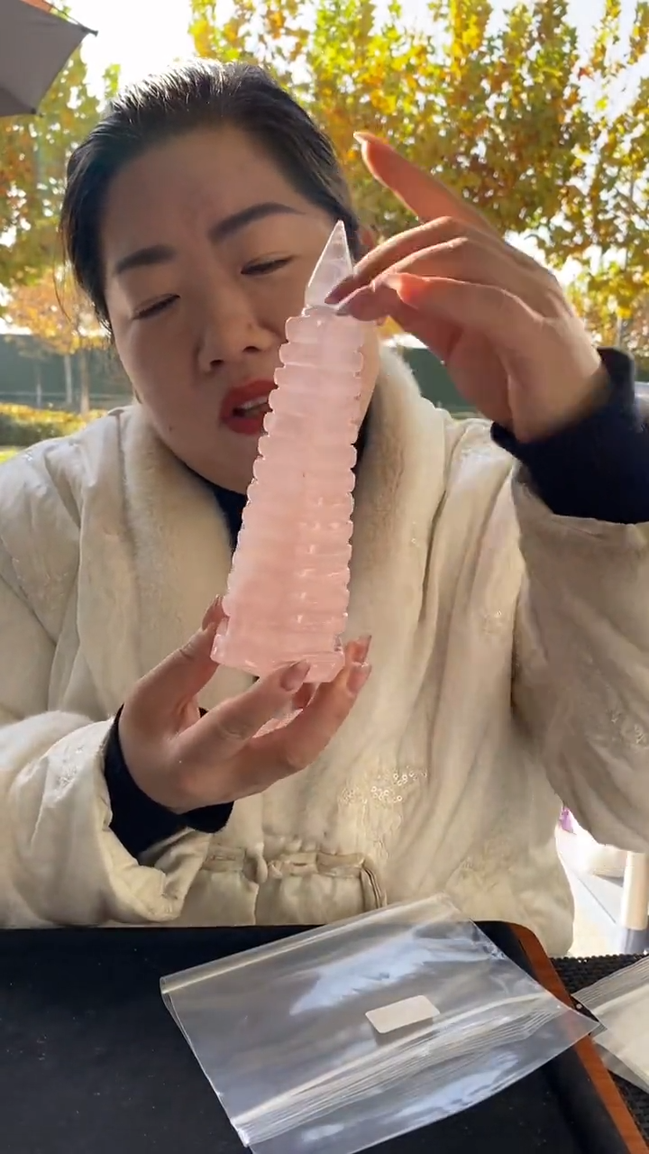 未镶嵌珠宝半成品水晶外****e粉水晶文昌塔D525