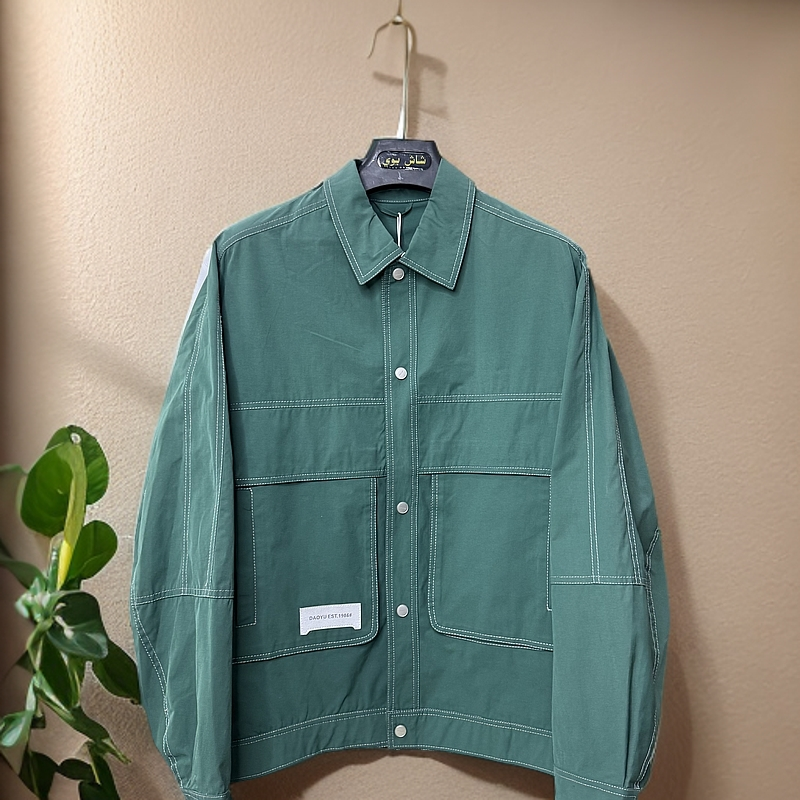 春秋季新款领夹克男款纯色工装防风休闲大口袋修身外套男潮9886