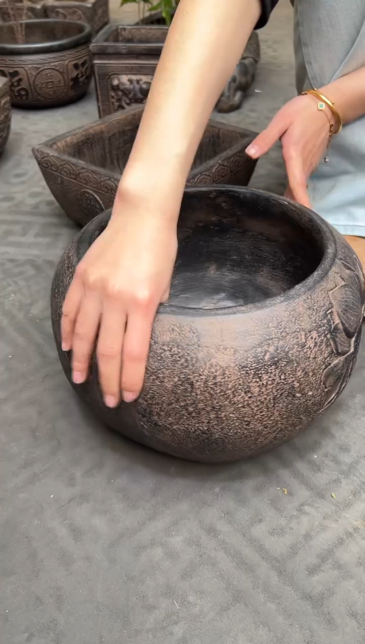 陶土【火山泥】荷缘缸