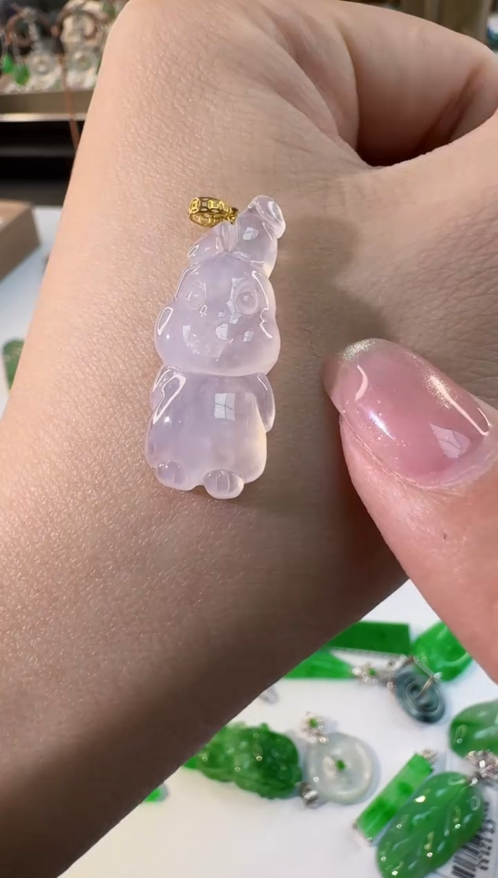【闪购商品】翡翠颈饰18K金镶嵌缅甸翡翠A货挂件
