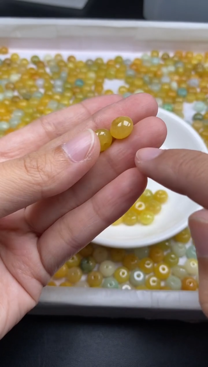 颈饰未镶嵌翡翠浅*贞城散珠批发DIY编制