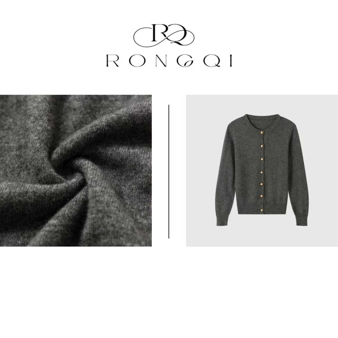 "复古电影"·绒起·mi^u系列牦牛绒混纺极简静版针织开衫RQKY216