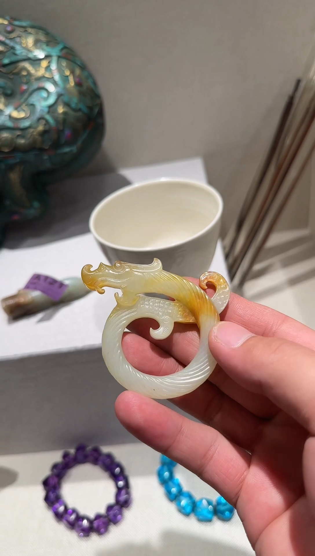 瓷片钧窑瓷器杯子摆件