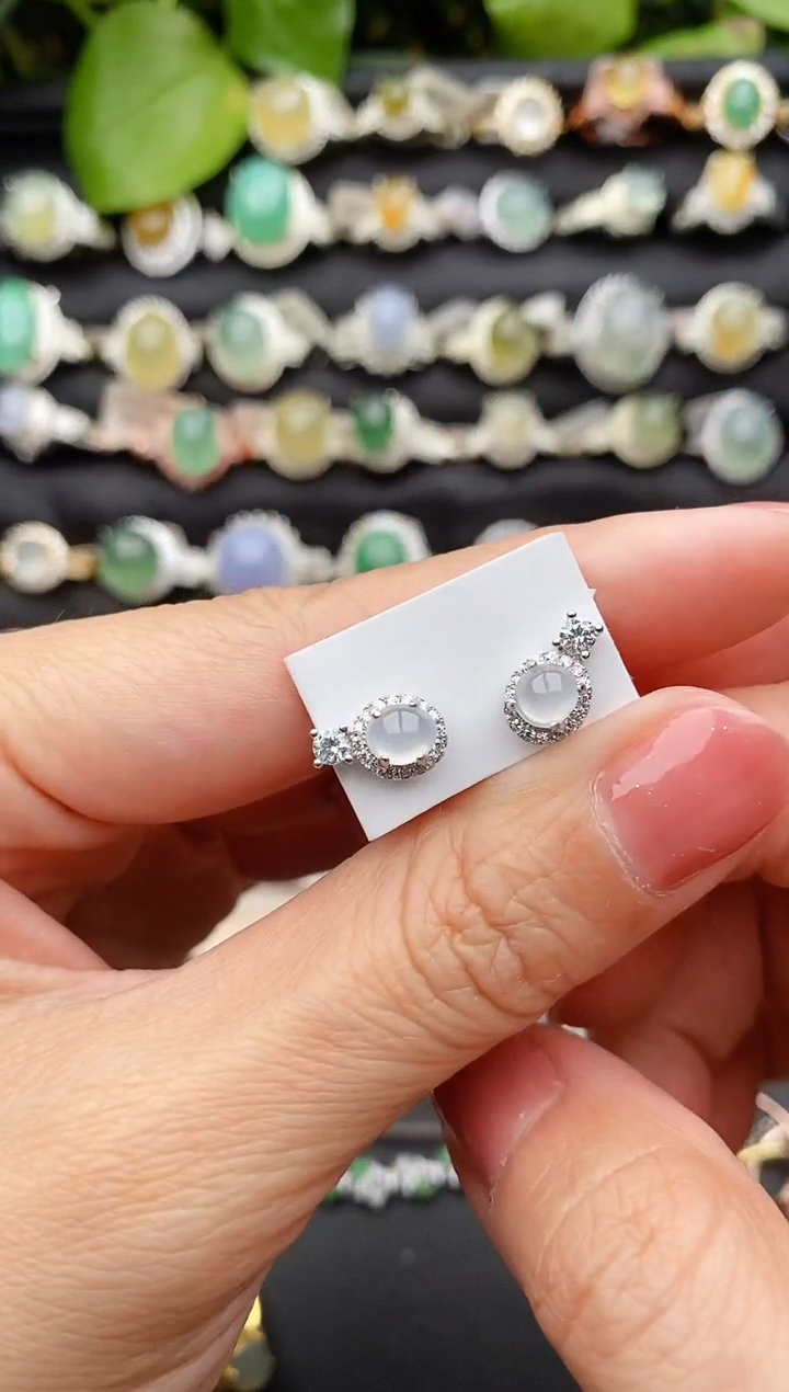 【闪购商品】翡翠戒指银S925镶嵌缅甸天然A货翡翠88  5-