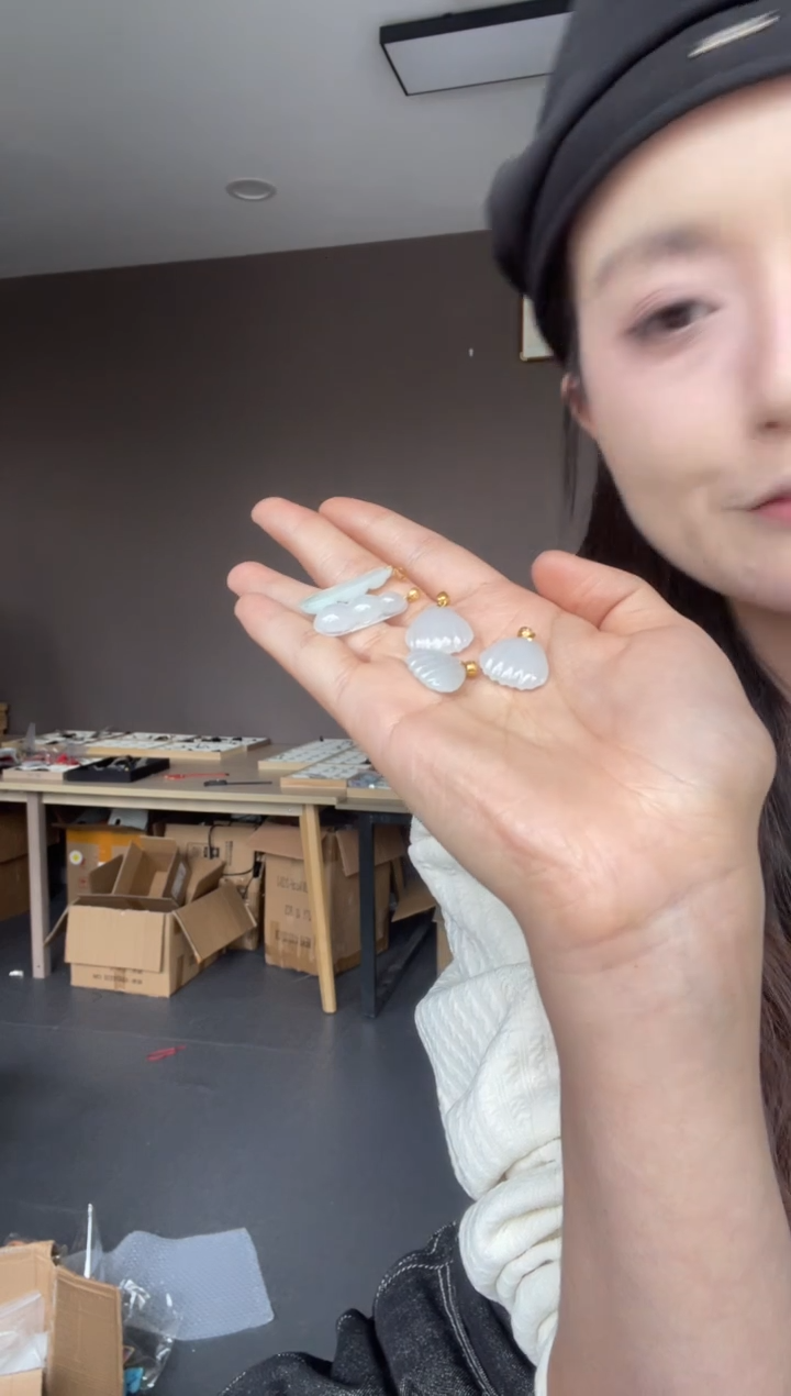 吊坠(不含链)18K金镶嵌翡翠天然缅甸A货翡翠