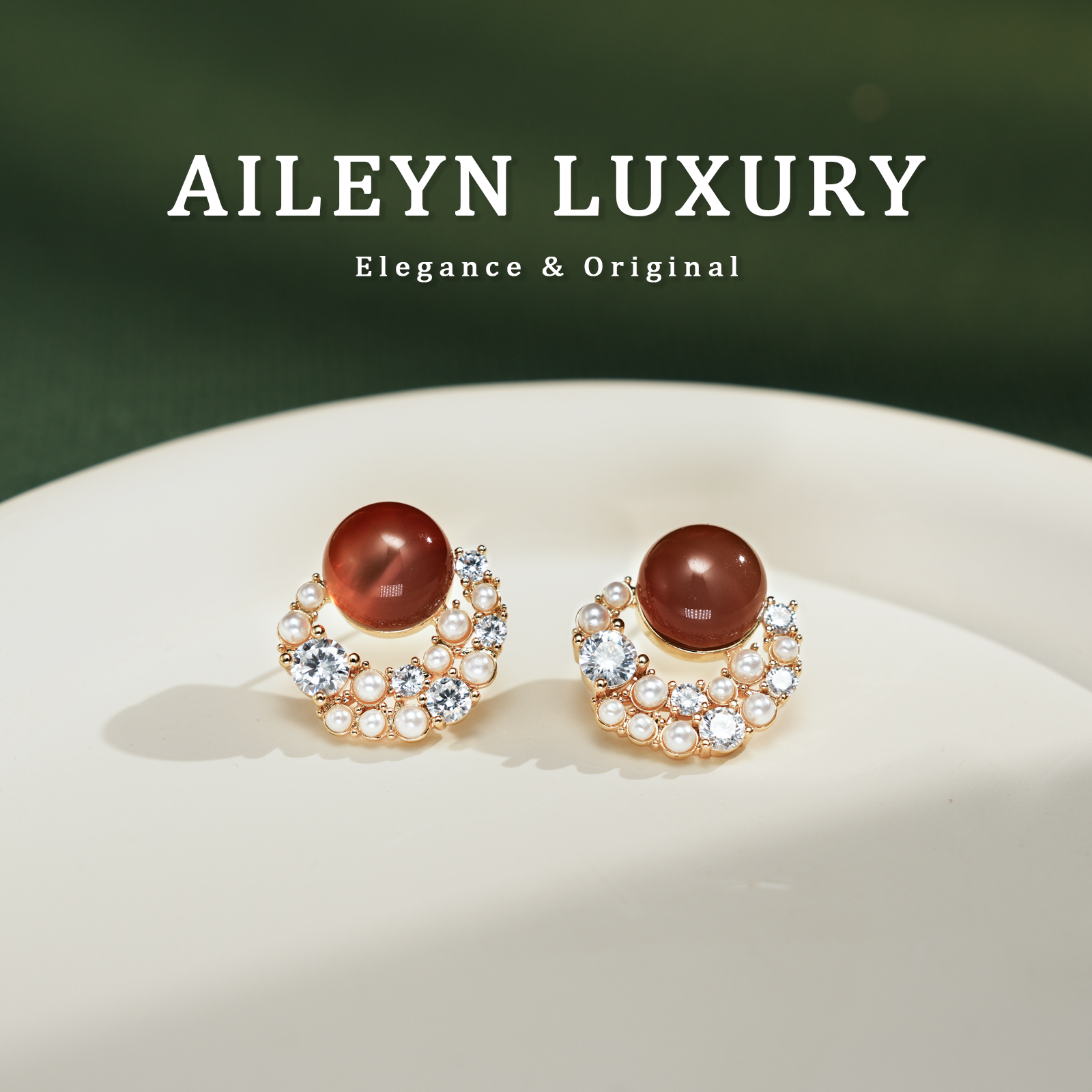 925银耳饰 Aileyn【自在红运】温润大气轻复古设计师轻奢优雅深红