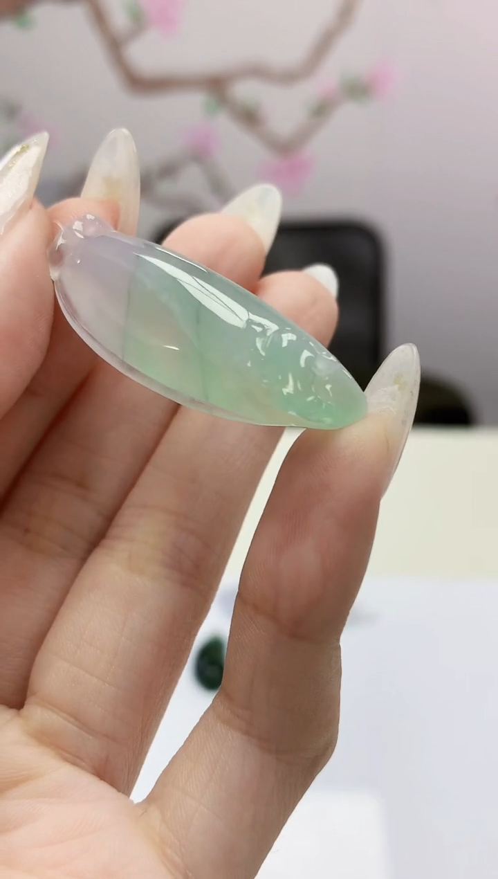 定制翡翠未镶嵌009ee-毛货挂件39赠金扣