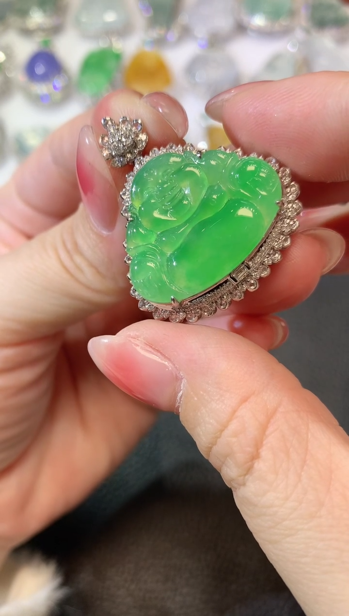 【闪购商品】翡翠吊坠(不含链)18K金镶嵌D11