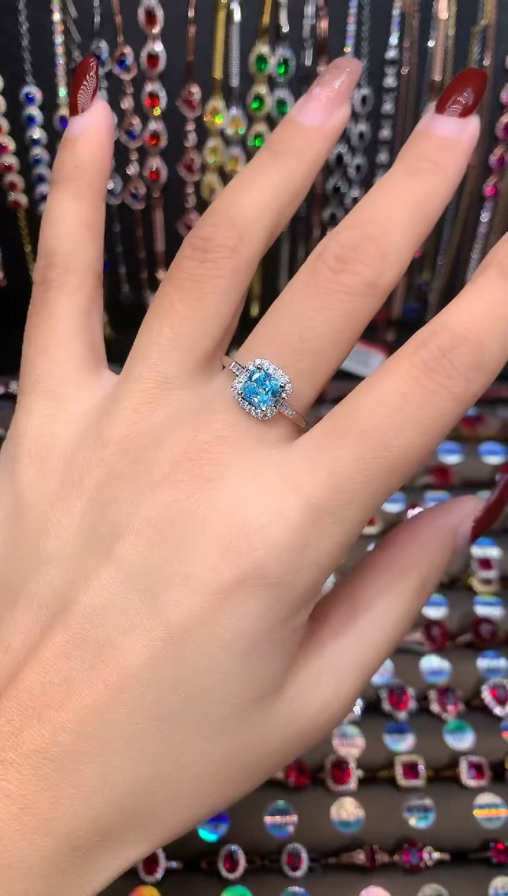 【闪购商品】海蓝宝石戒圈银S925镶嵌6