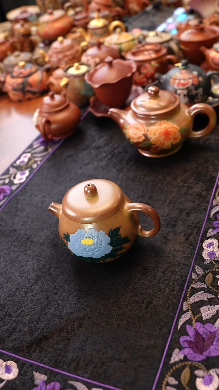 茶壶紫砂蓝色妖姬汉瓦