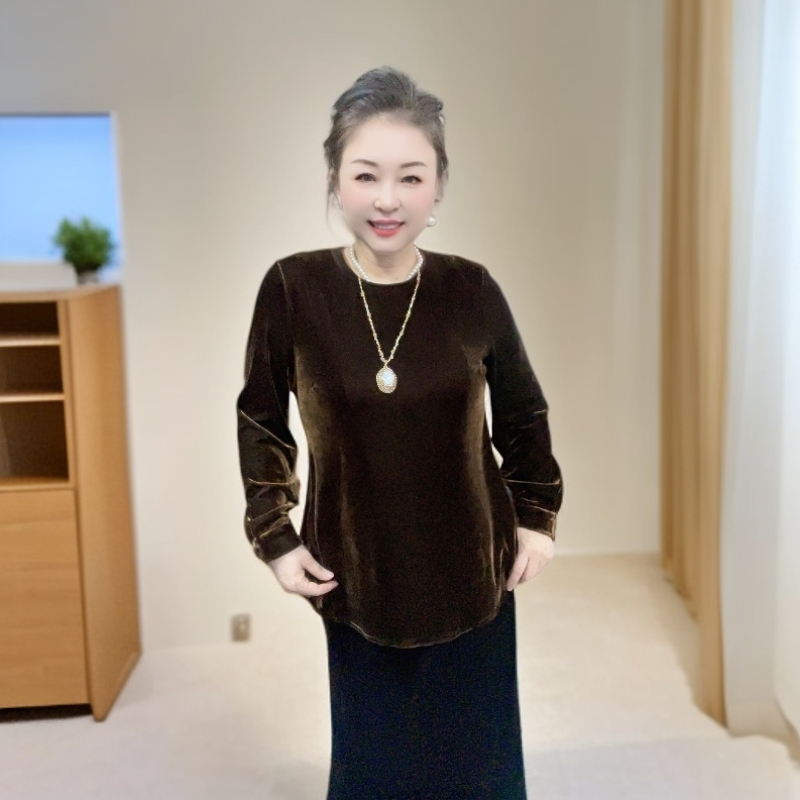 6696268丝绒气质圆领小衫