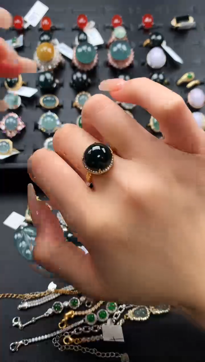 【闪购商品】翡翠戒指银S925镶嵌34745786576