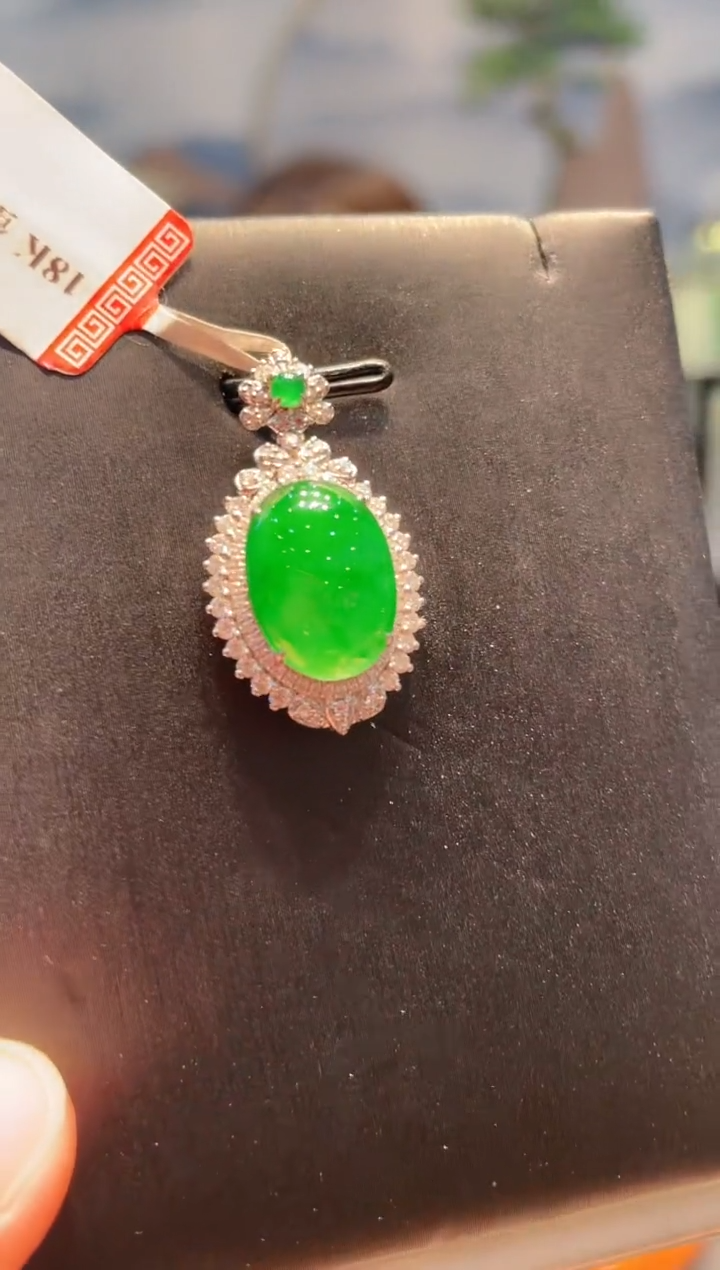 【闪购商品】翡翠颈饰18K金镶嵌A68天然A货翡翠