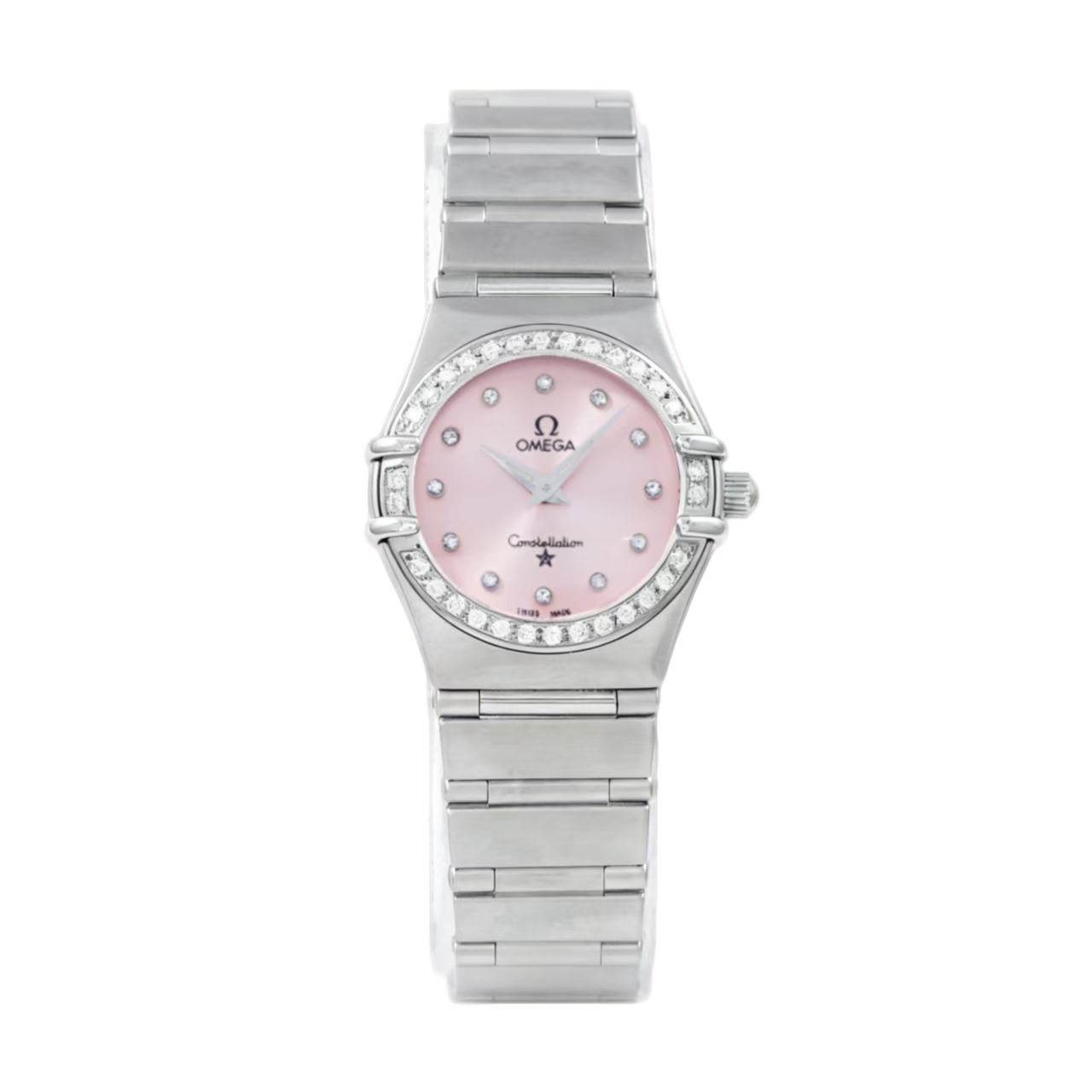 99新 Omega/欧米茄 星座粉/九月/后钻/25盘/石英/盈盈粉/7.42