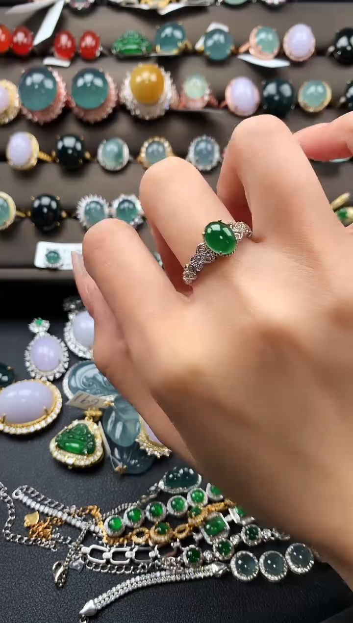 【闪购商品】翡翠戒指银S925镶嵌43656