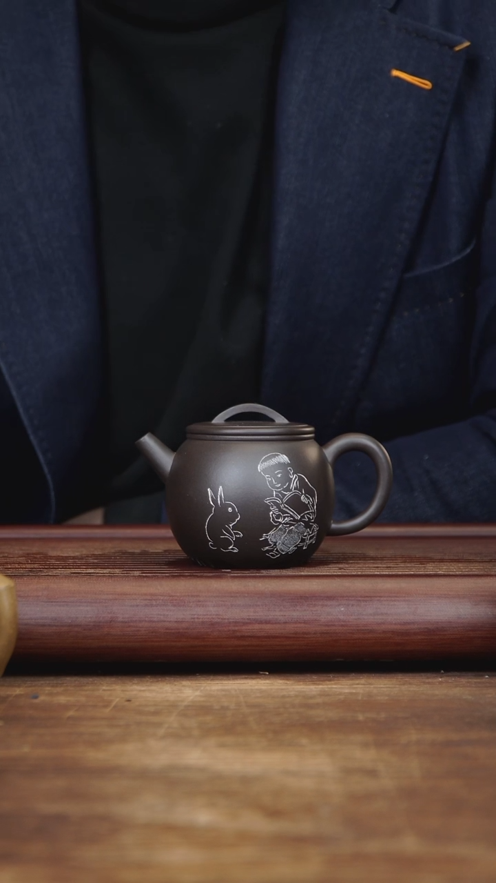 【闪购商品】紫砂茶壶160ml 助工HL高汉瓦  老紫泥