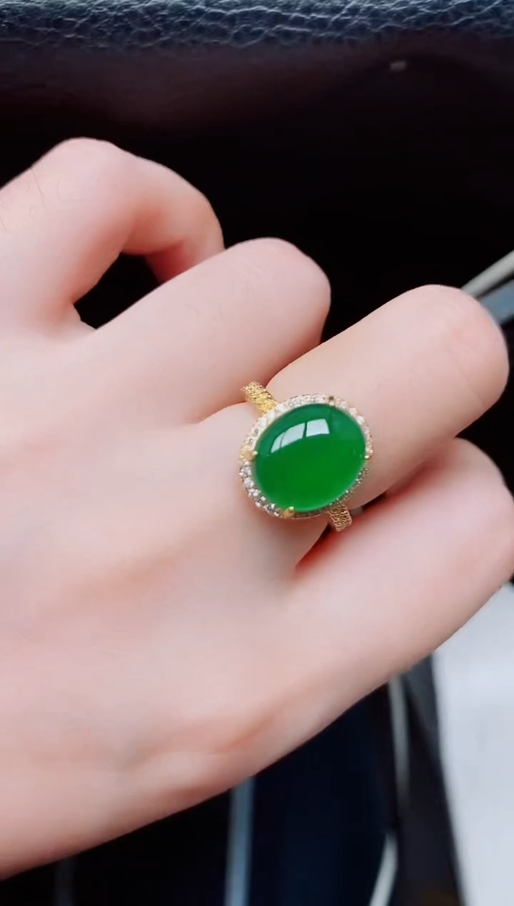 【闪购商品】翡翠戒指银S925镶嵌天然a货翡翠417