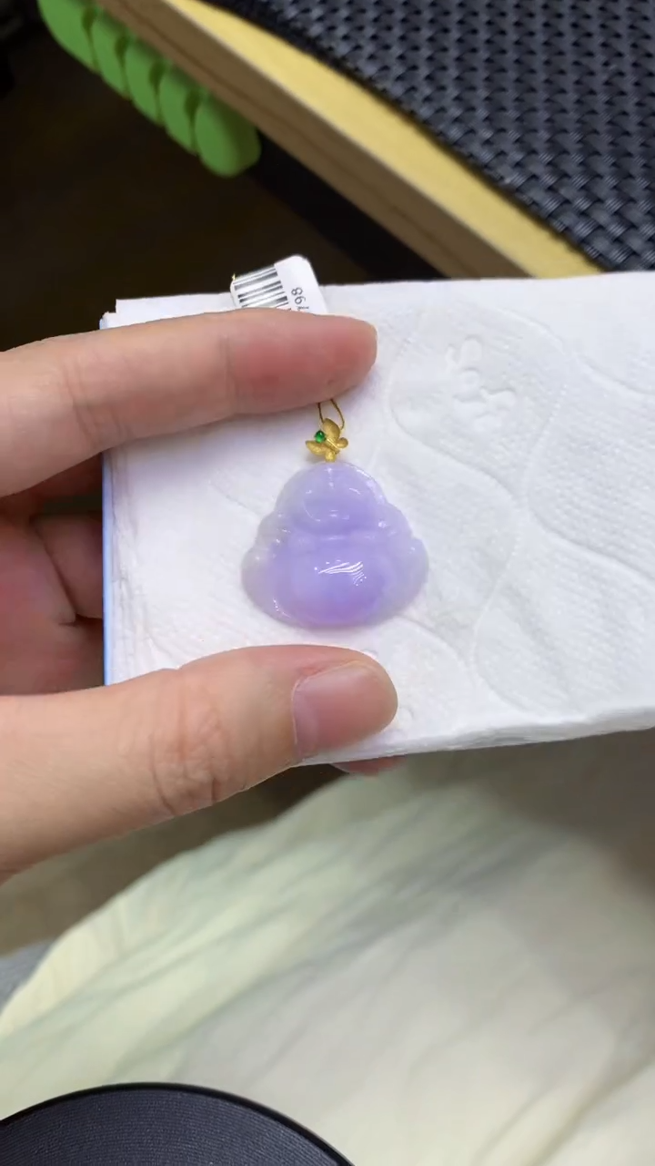 颈饰18K金镶嵌翡翠天然缅甸翡翠A货