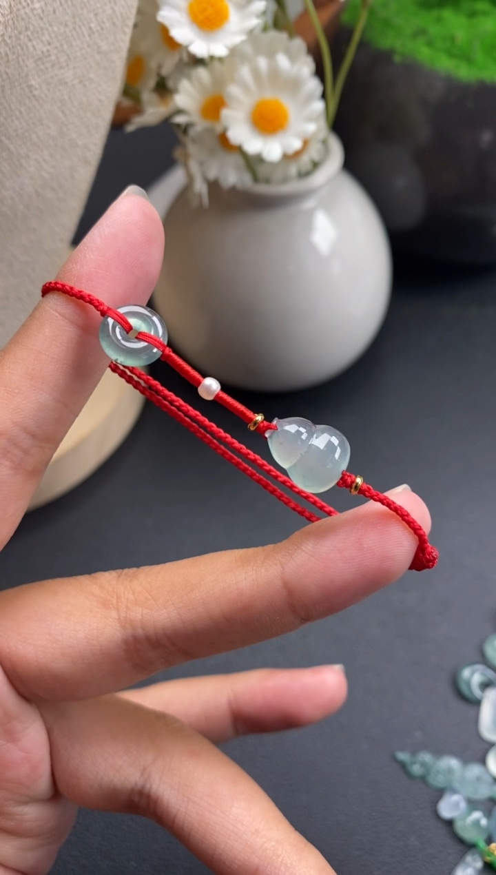 散珠翡翠葫芦平安扣手绳