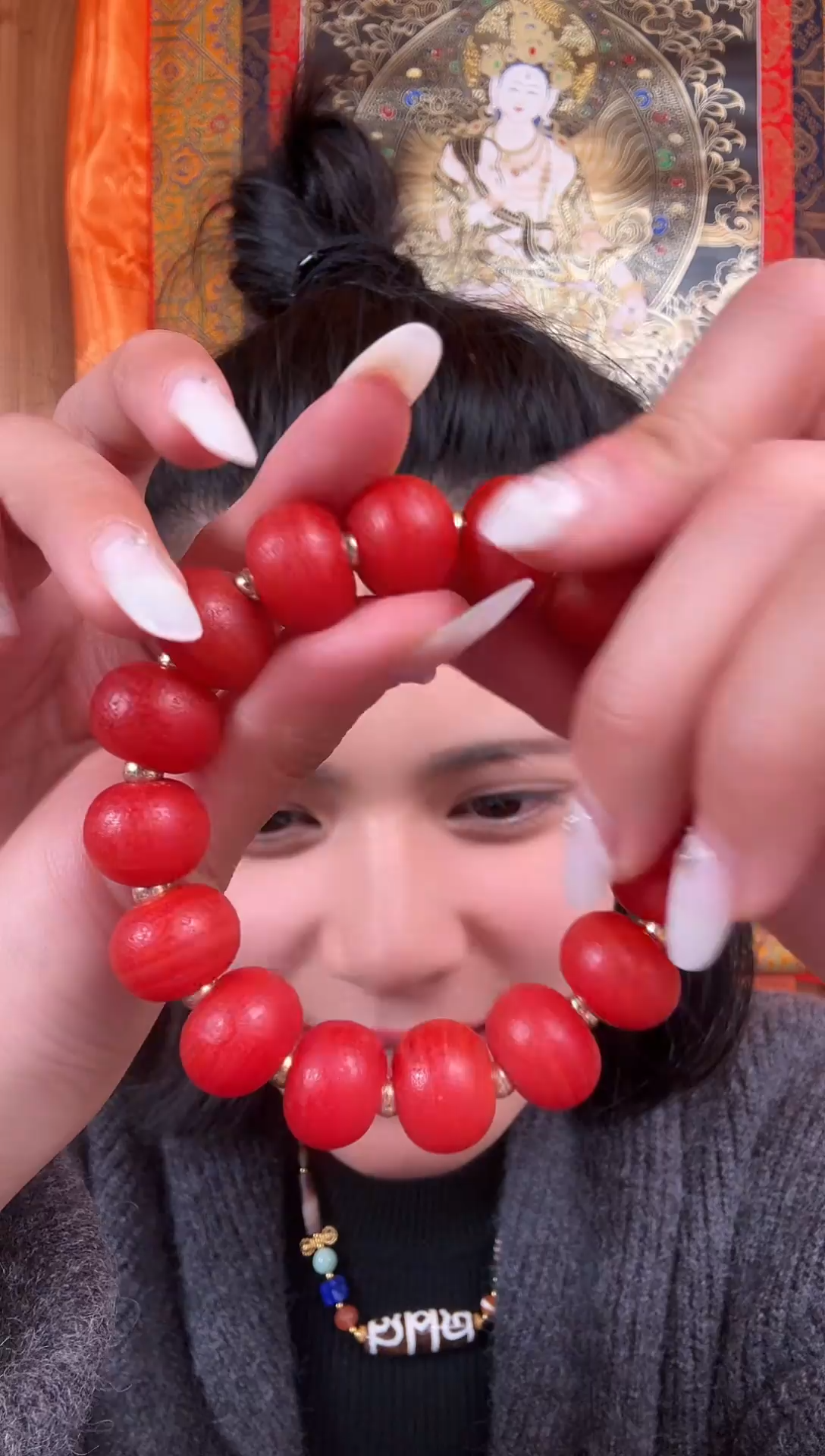 铁合金花岗石藏式风格珠串