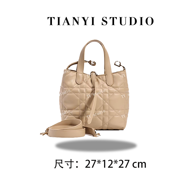 【TY】QYX-9898-卡其色 迪家＆Toujours单肩斜跨真皮女包