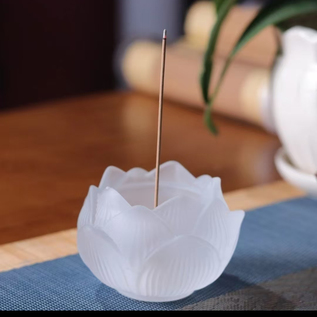 G2408-云雾玻璃莲花香插SZ