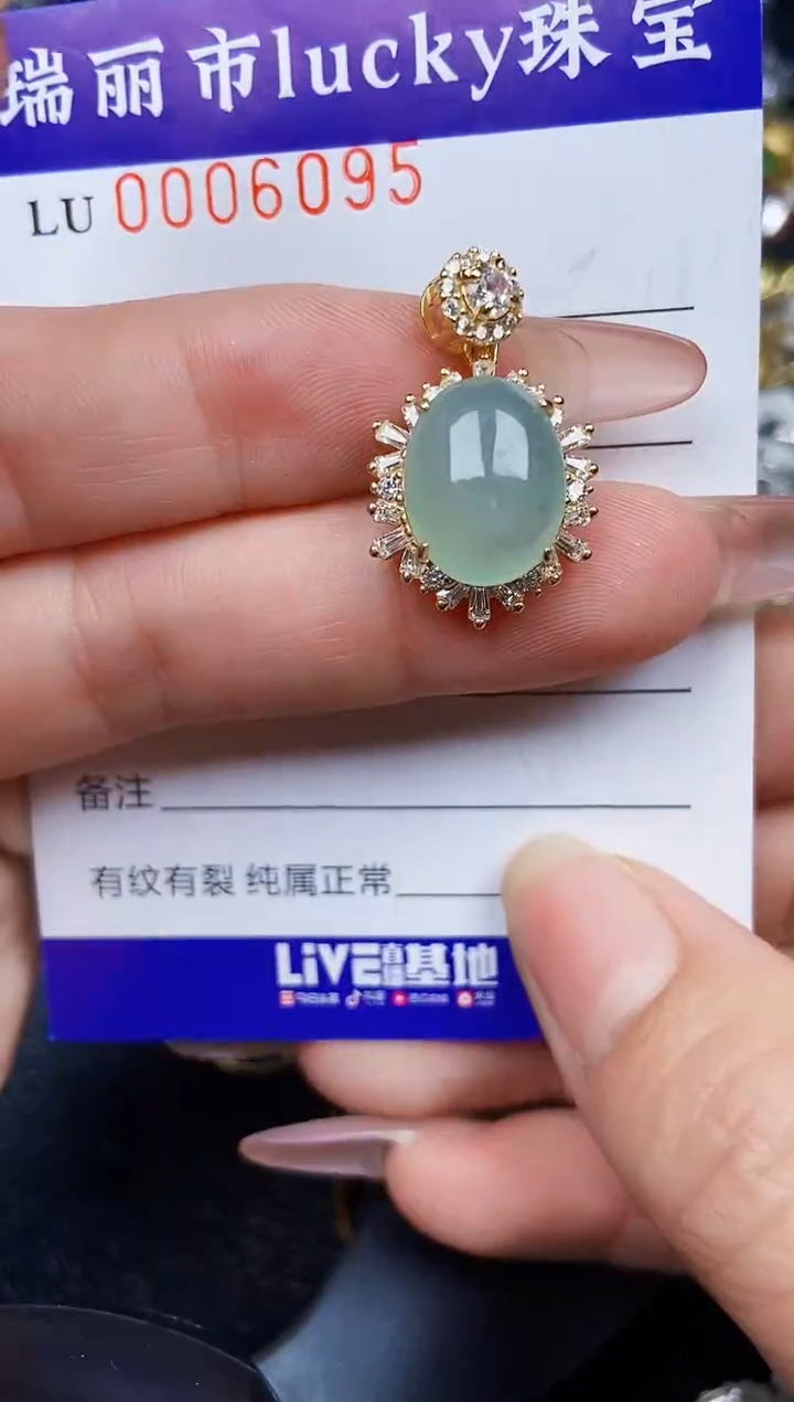 翡翠银S925镶嵌颈饰6095
