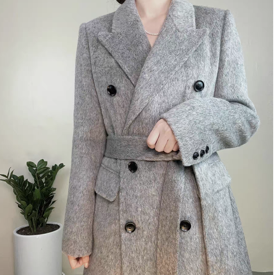 ARU ◆戴安娜～正肩款羊绒戗脖领高级长款羊毛大衣