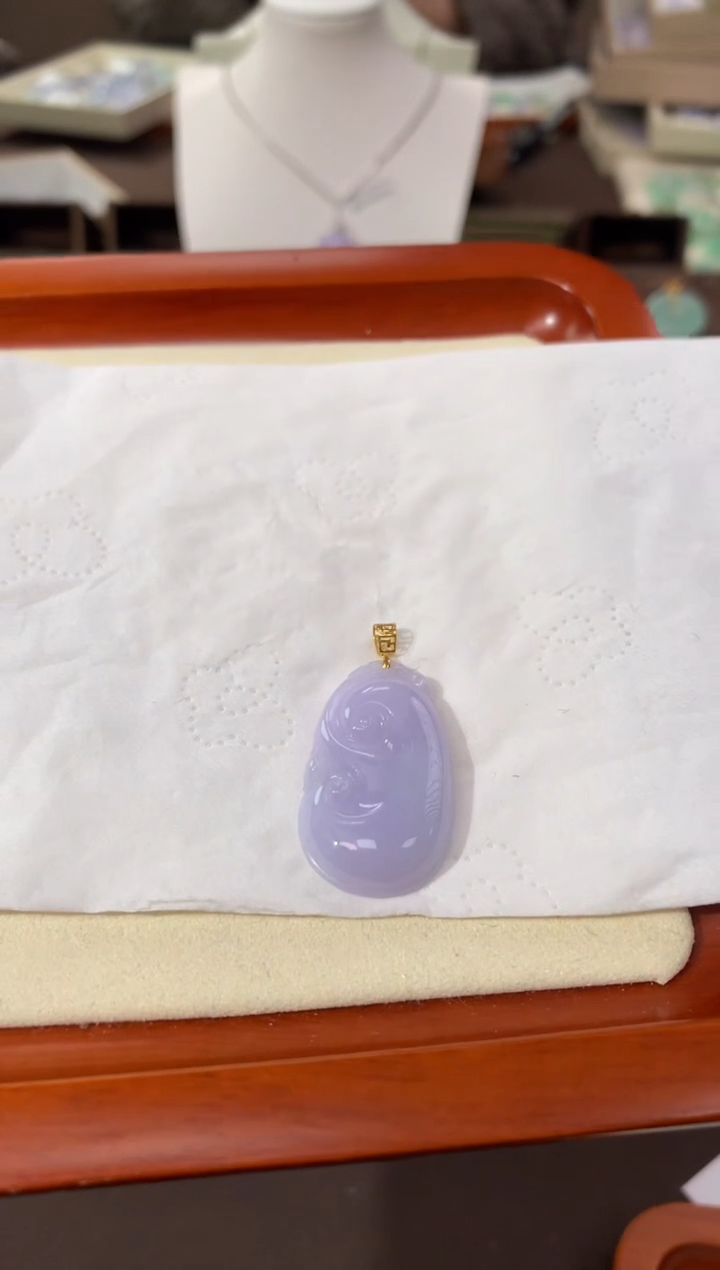 【闪购商品】翡翠颈饰18K金镶嵌天然缅甸a货翡翠