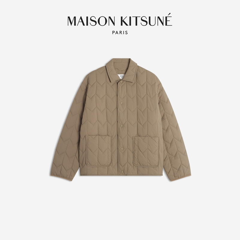 【琥珀流光】Maison Kitsune男款侧影狐狸美式休闲绗缝棉服外套