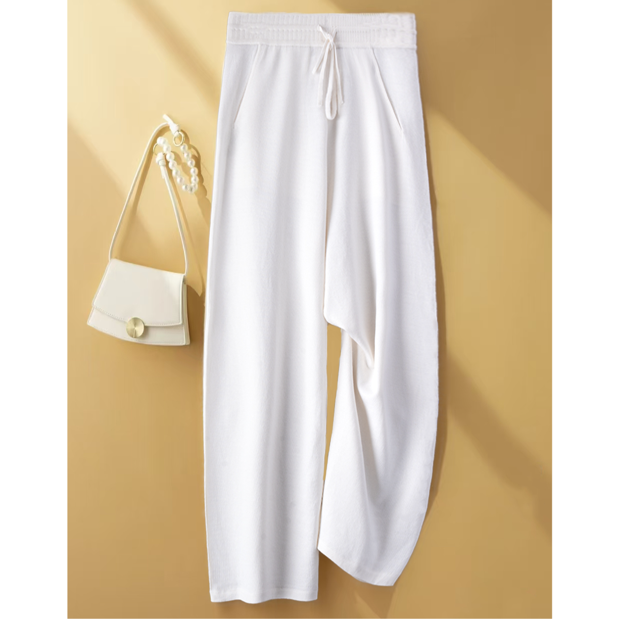 【打动人心的裤型】. 黄金配比桑蚕丝提花女士精纺长裤 YX7T25006