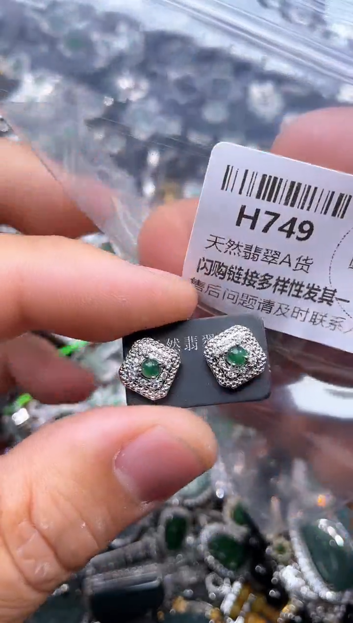 【闪购商品】翡翠颈饰未镶嵌H749耳钉