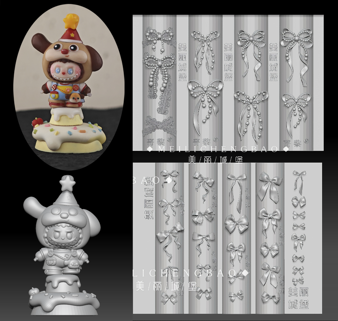 美丽城堡正版美甲模具灵动蝴蝶结蕾丝珍珠雕花拉布布甲托硅胶磨具