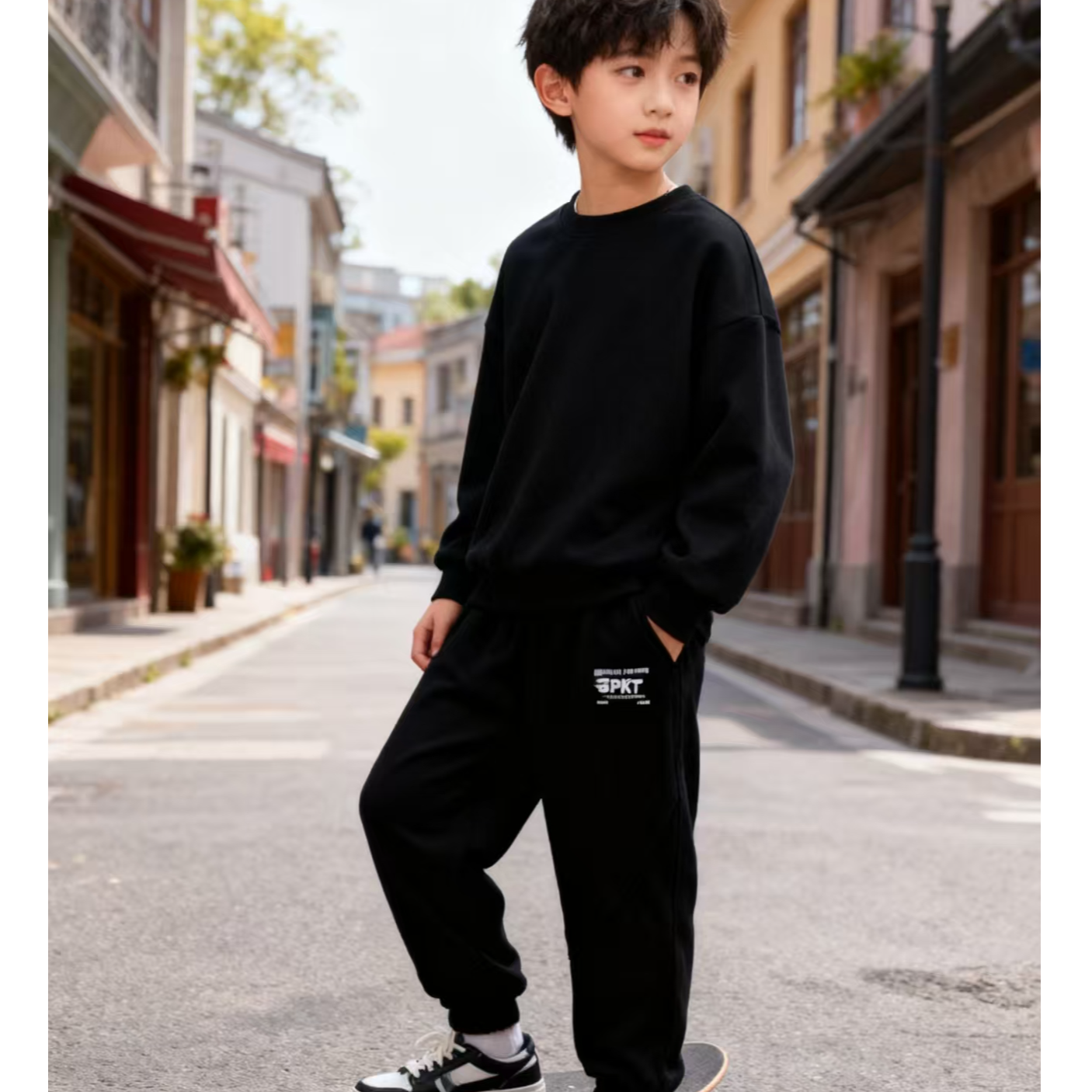 19557高端专享儿童冬季加绒牛仔裤黑色