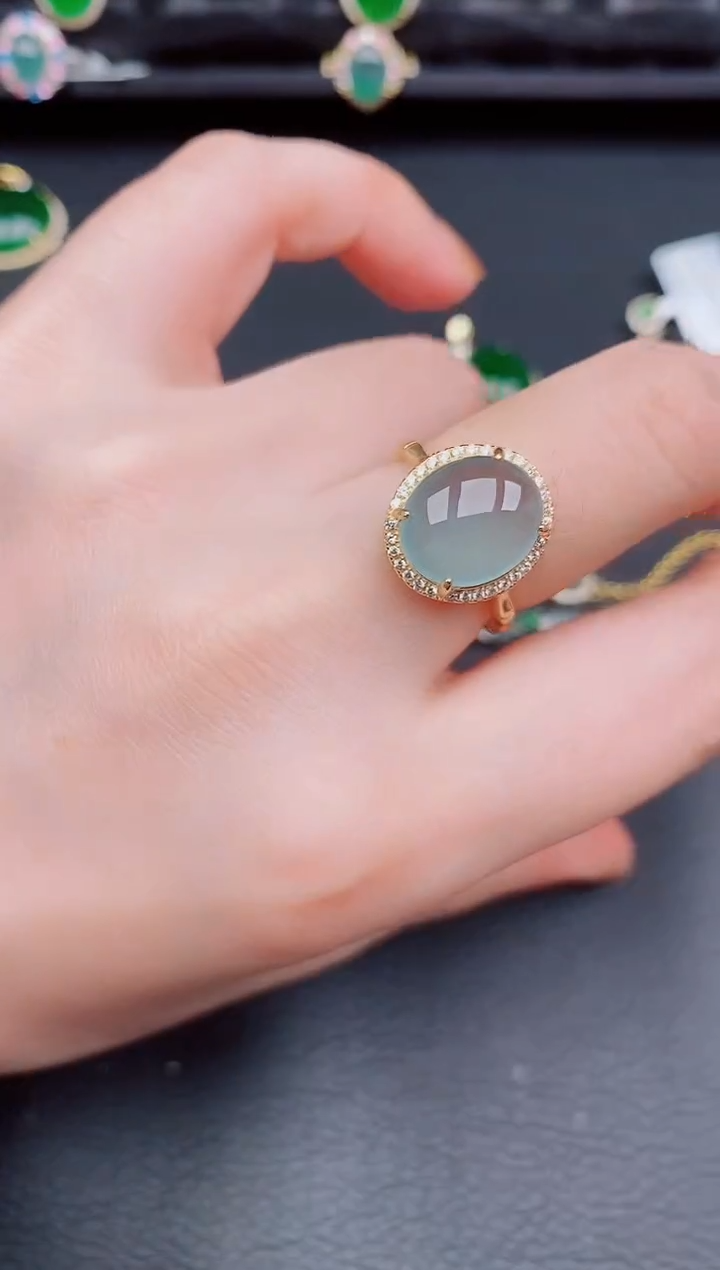 【闪购商品】翡翠戒指银S925镶嵌天然a货翡翠318