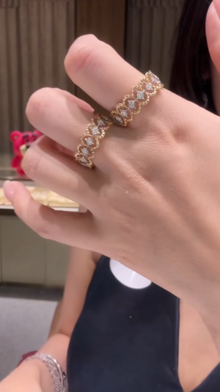 戒指18K金镶嵌钻石蜂巢 多样性发货其一