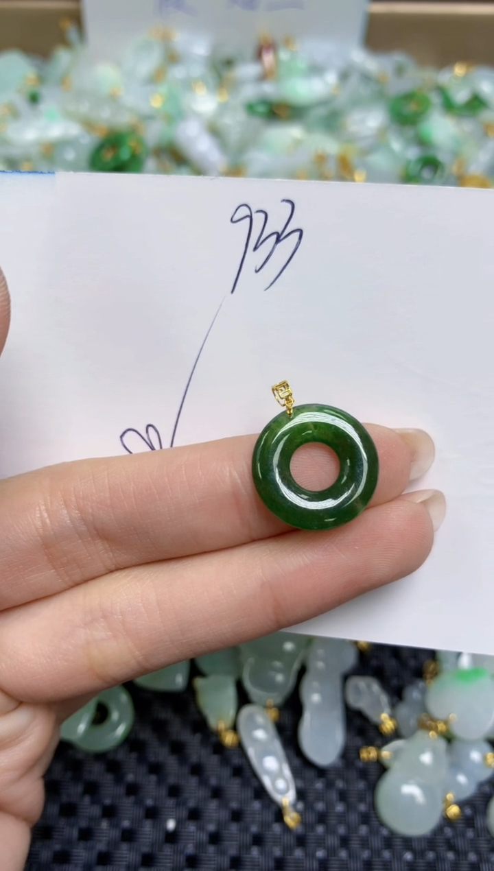 【闪购商品】翡翠颈饰18K金镶嵌天然缅甸A货翡翠