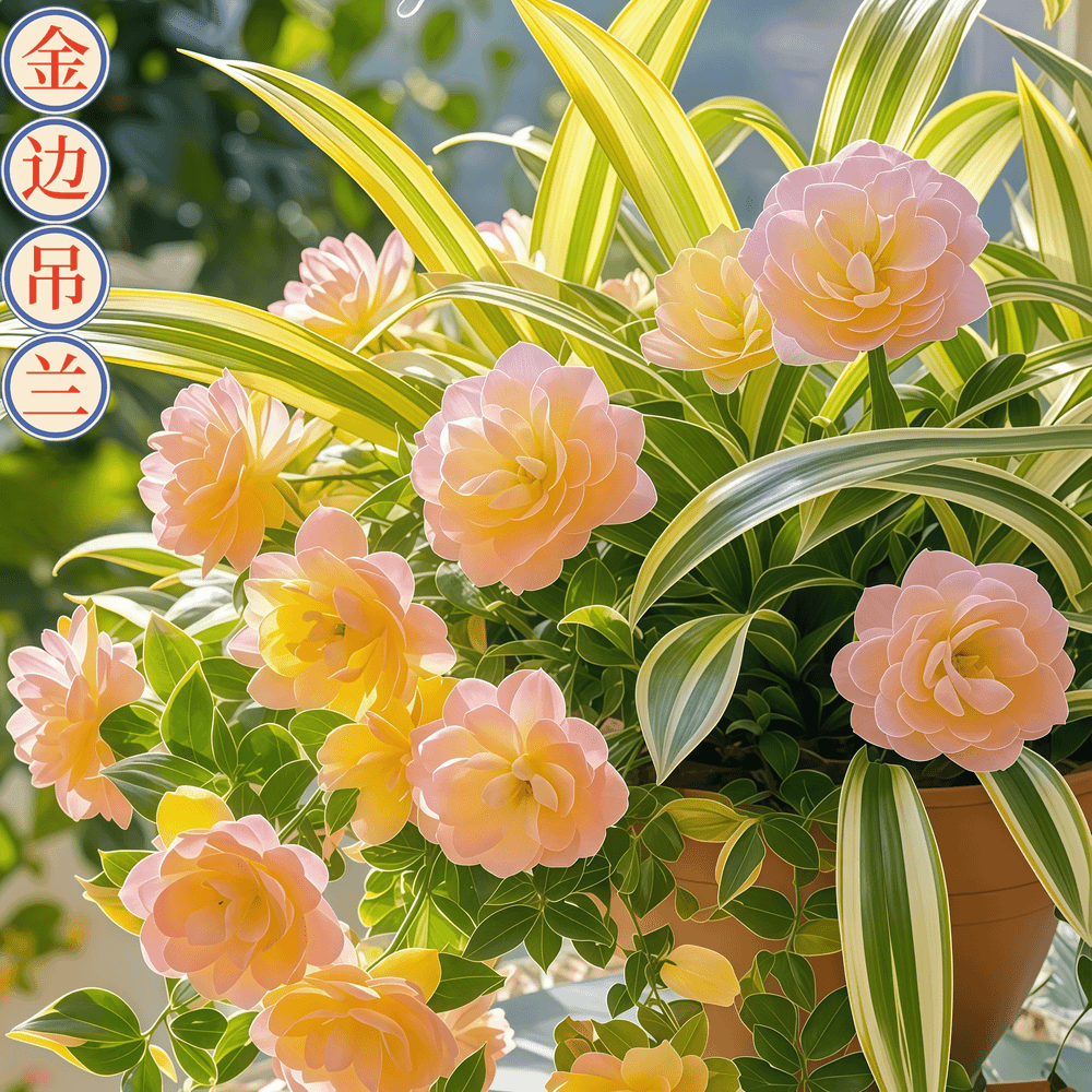 【四季开花】新品金边大花吊兰四季开花大花浓香型花卉盆栽绿植好养