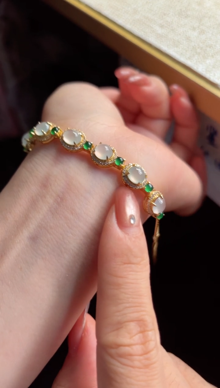 银S925镶嵌手链翡翠1