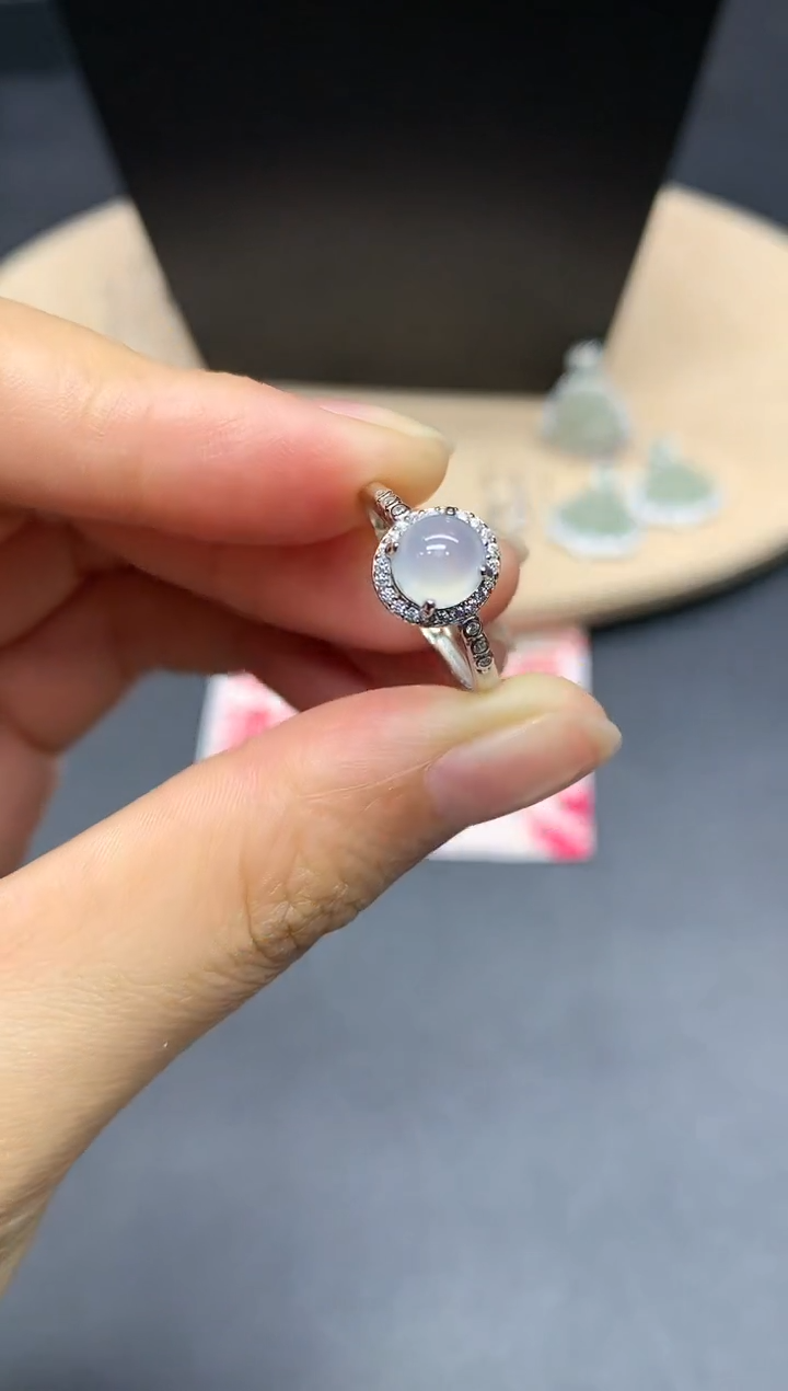 【闪购商品】翡翠戒指银S925镶嵌蛋面【多样性发其一】