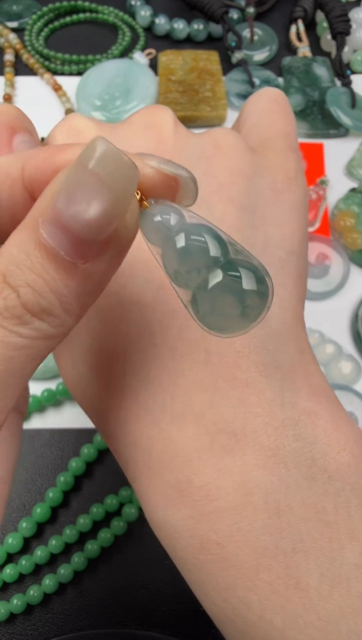 吊坠(不含链)18K金镶嵌翡翠翡翠饰品-252