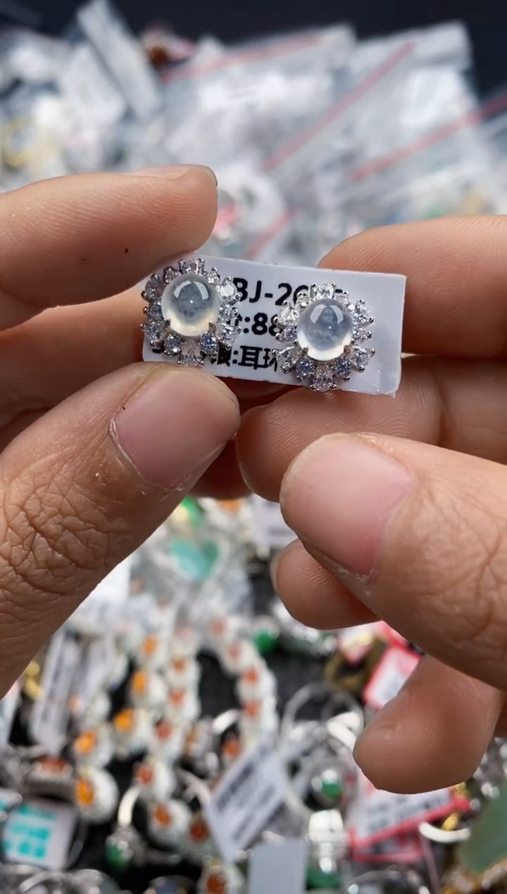 银S925镶嵌戒指翡翠555      1