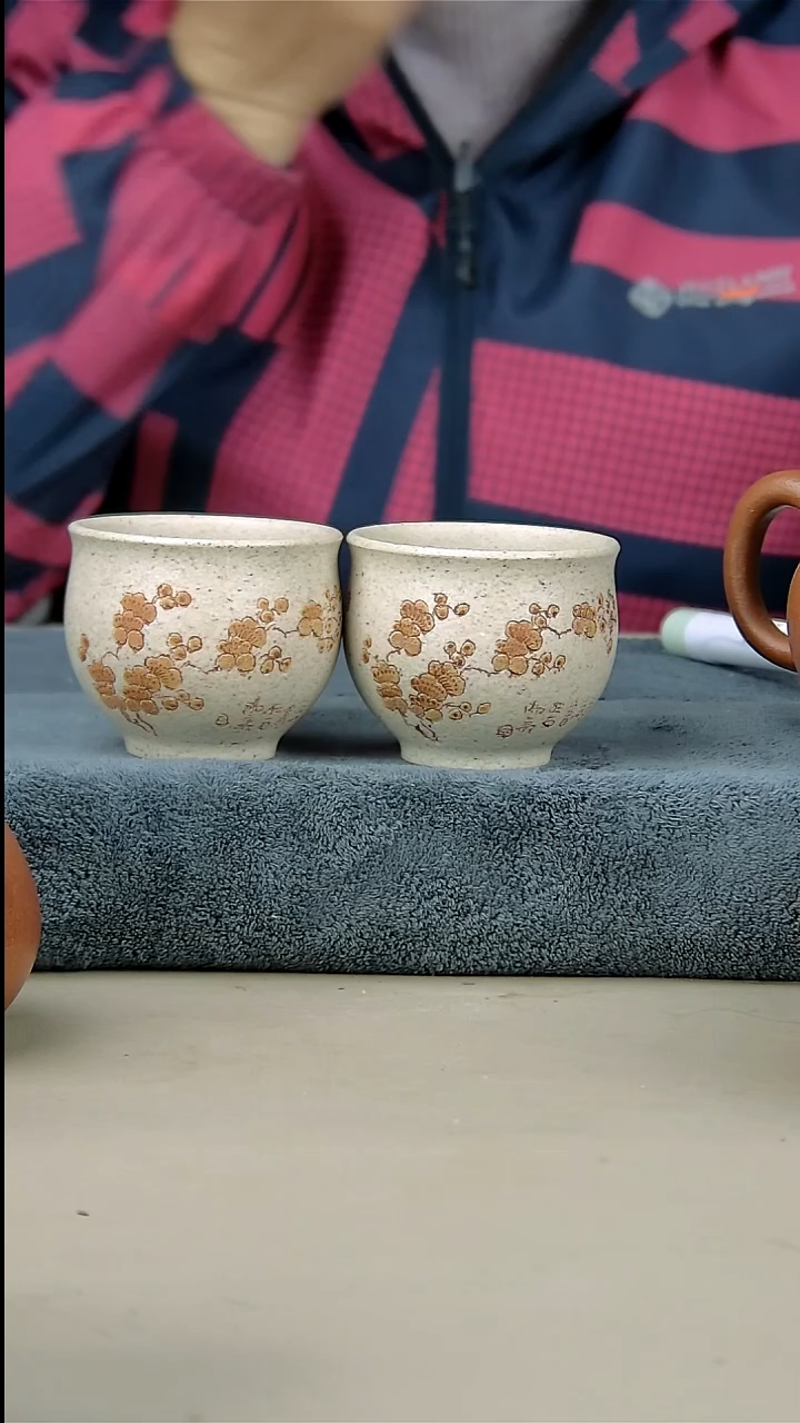 茶壶紫砂白玉段杯子两个100cc