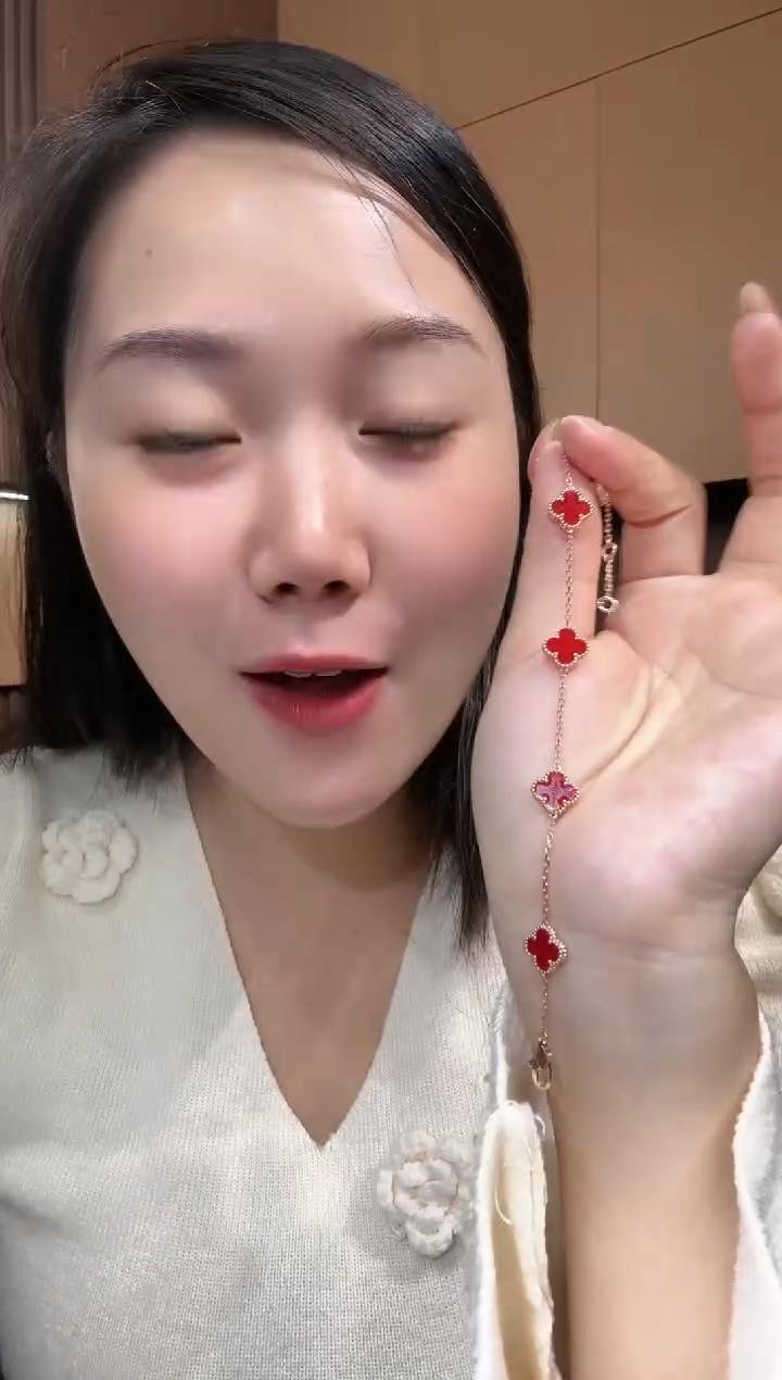 【闪购商品】玛瑙/玉髓手链18K金镶嵌红色k黄，小号五花手链GHJ