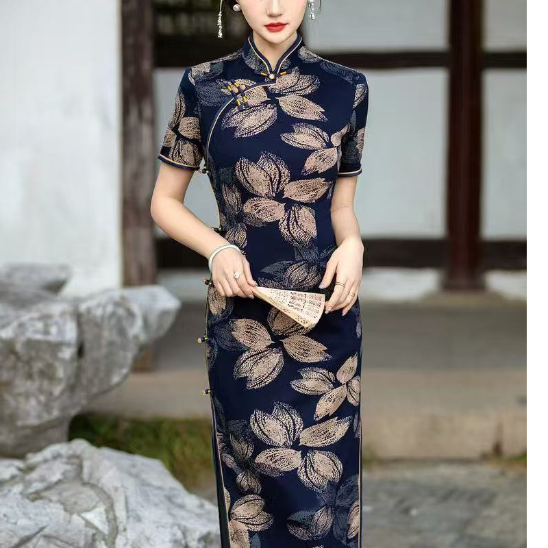 杭城故事《花魁》珠光棉修身显瘦旗袍