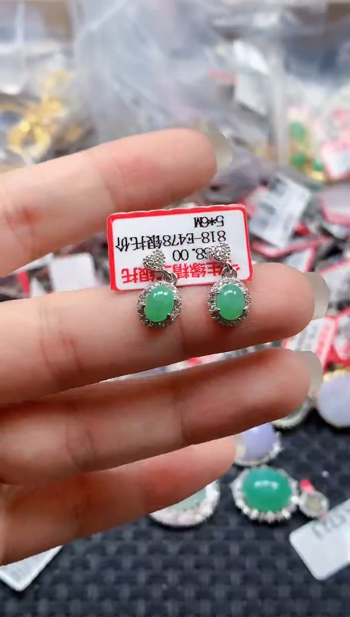 银S925镶嵌戒指翡翠天然A货缅甸翡翠