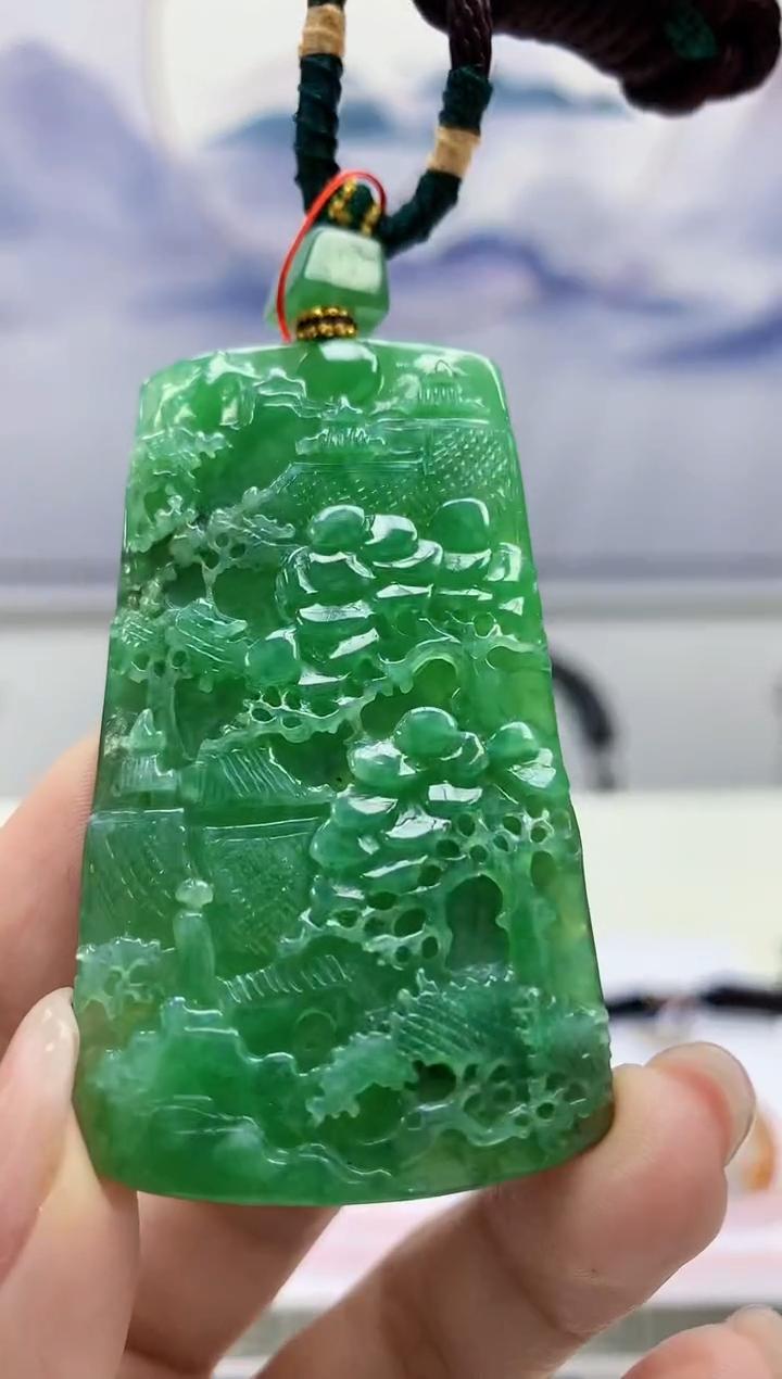 【闪购商品】定制翡翠未镶嵌5060kk-毛货挂件山水263