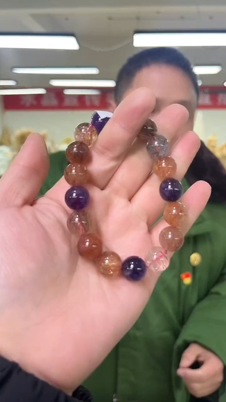 【闪购商品】水晶手链未镶嵌天然黑金彩超手串多样性发一12mm